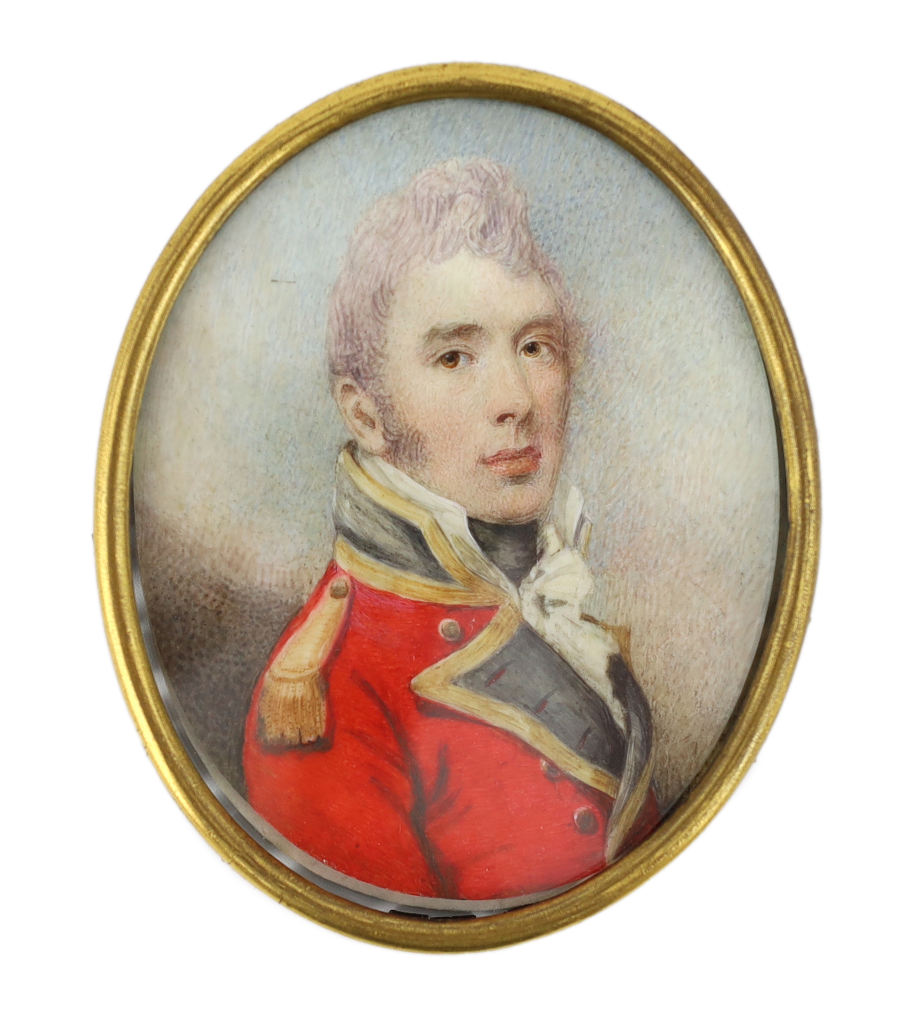 William Wood (English, 1769-1810), Portrait miniature of an army officer, watercolour on ivory, 8.2 x 6.5cm. CITES Submission reference TSQQGKA3